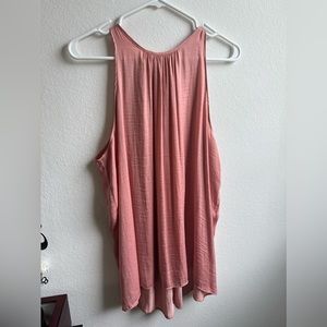 Coral satin sleeveless top